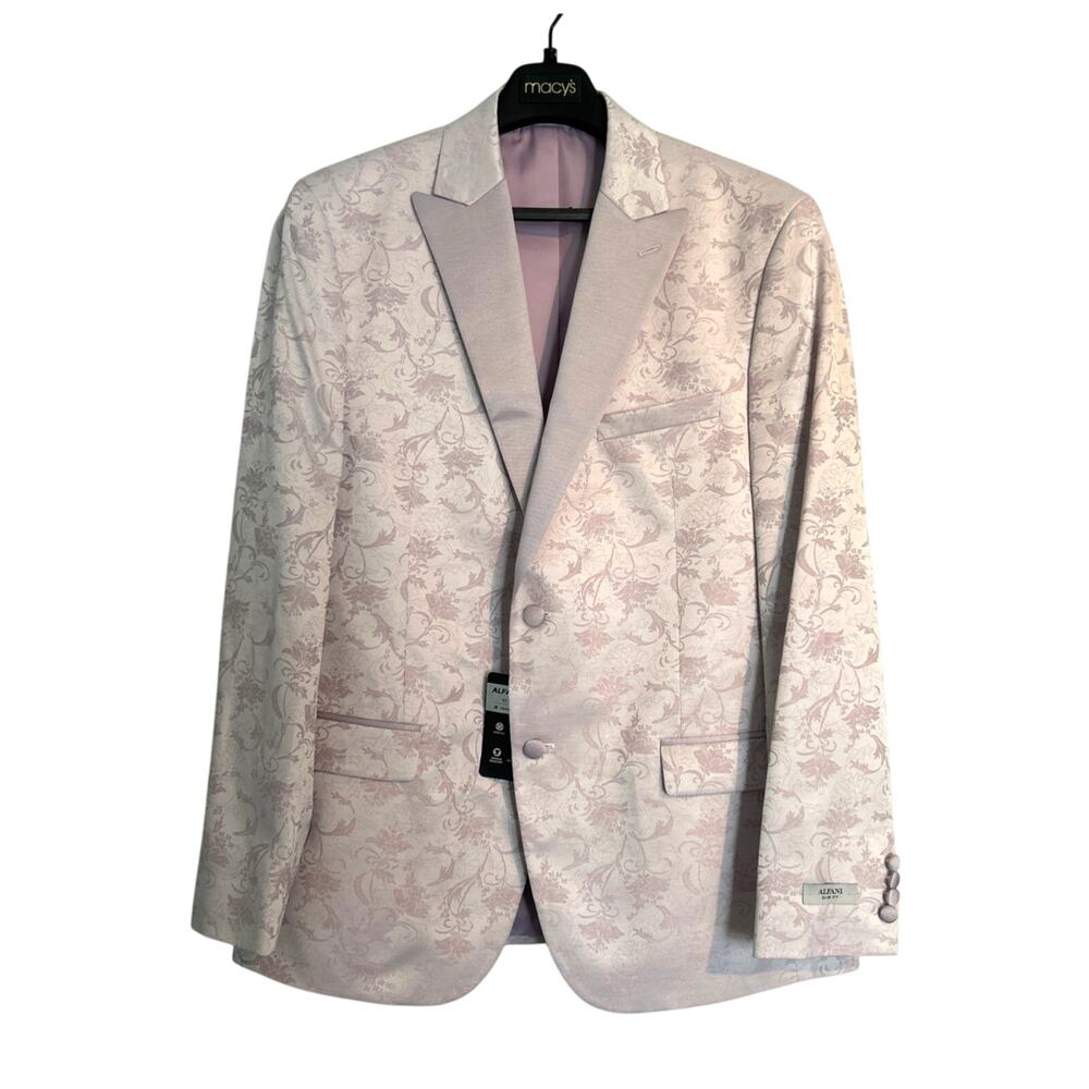 Alfani Light Cream Patterned Blazer